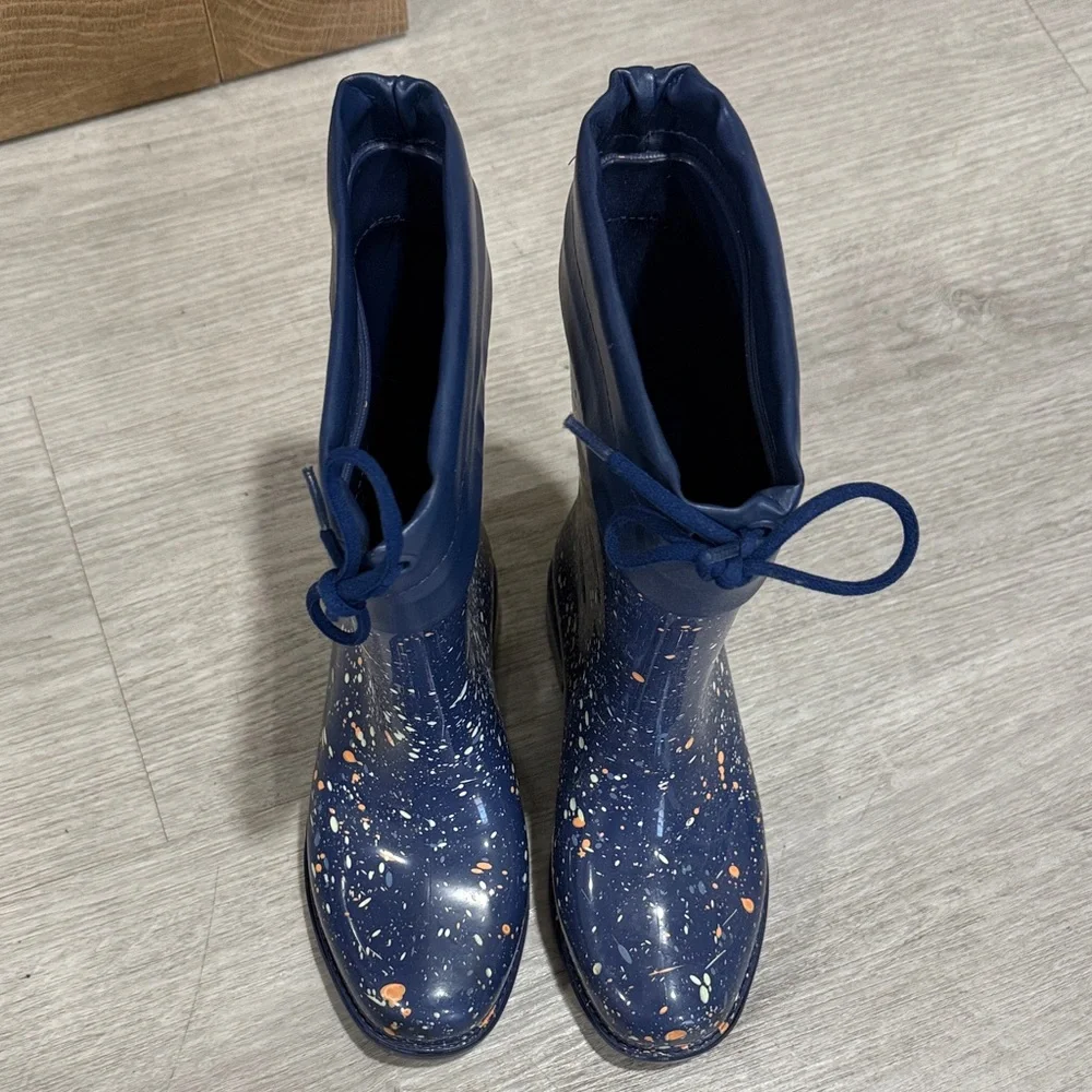 Mini Melissa Navy Splatter Rain Boots